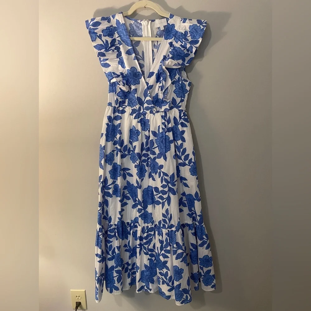 NWOT SUGARLIPS Floral Fairness Poplin Surplice Midi Dress SZ S - Picture 5 of 7